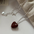 S925 Sterling Silver Glazed Heart Necklace