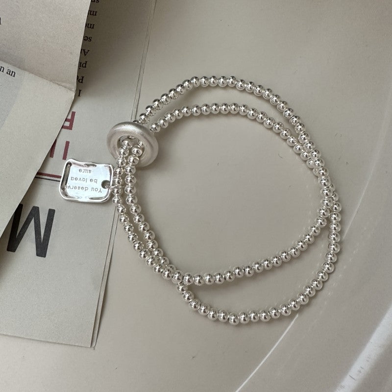 S925 Sterling Silver Letter Bead Stretch Bracelet