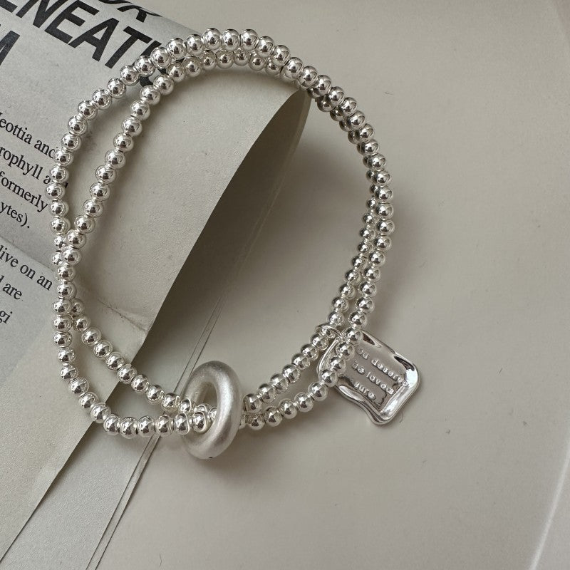 S925 Sterling Silver Letter Bead Stretch Bracelet