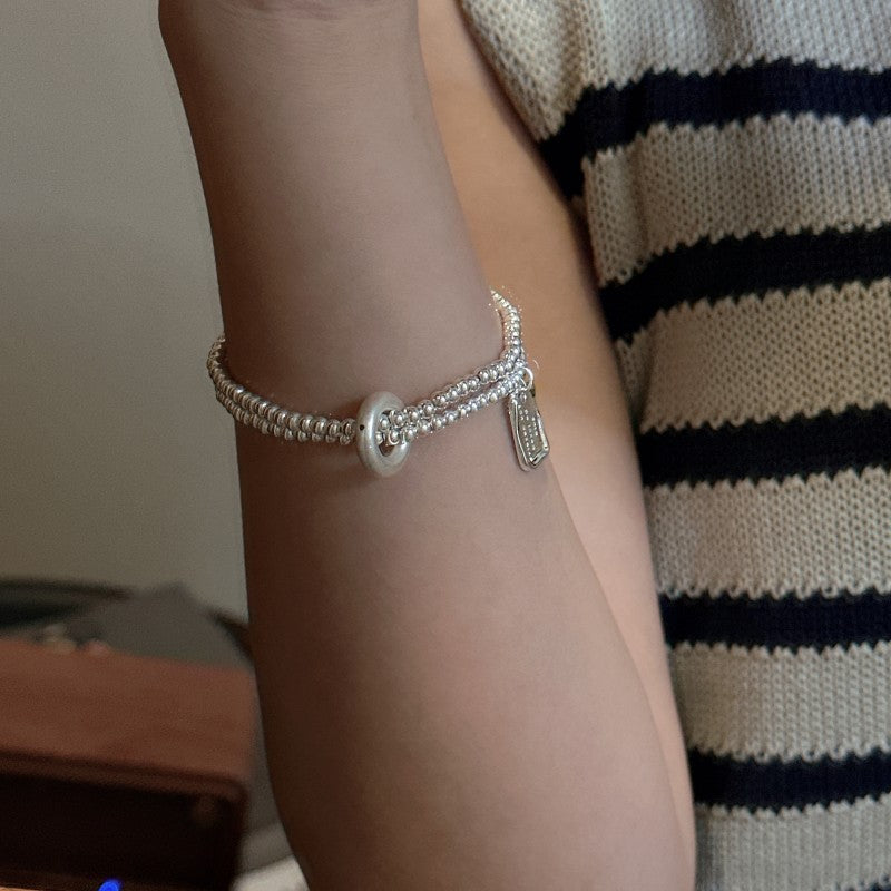 S925 Sterling Silver Letter Bead Stretch Bracelet