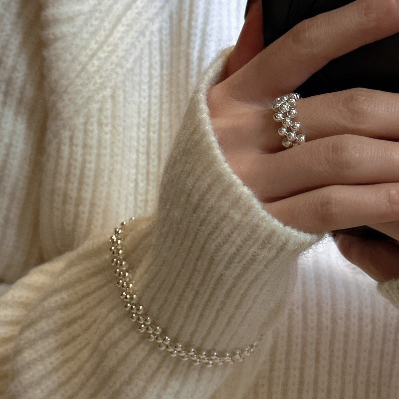 S925 Sterling Silver Woven Band Open Ring