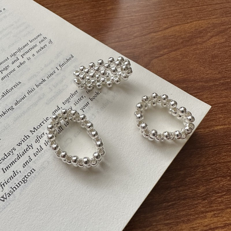 S925 Sterling Silver Woven Band Open Ring