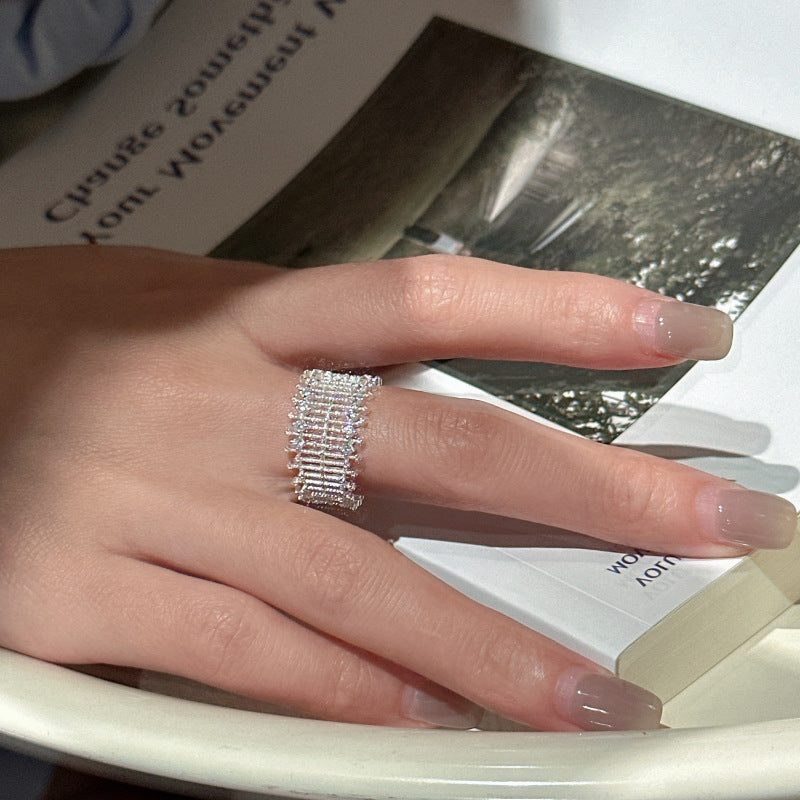 S925 Sterling Silver Lace Pattern Open Ring