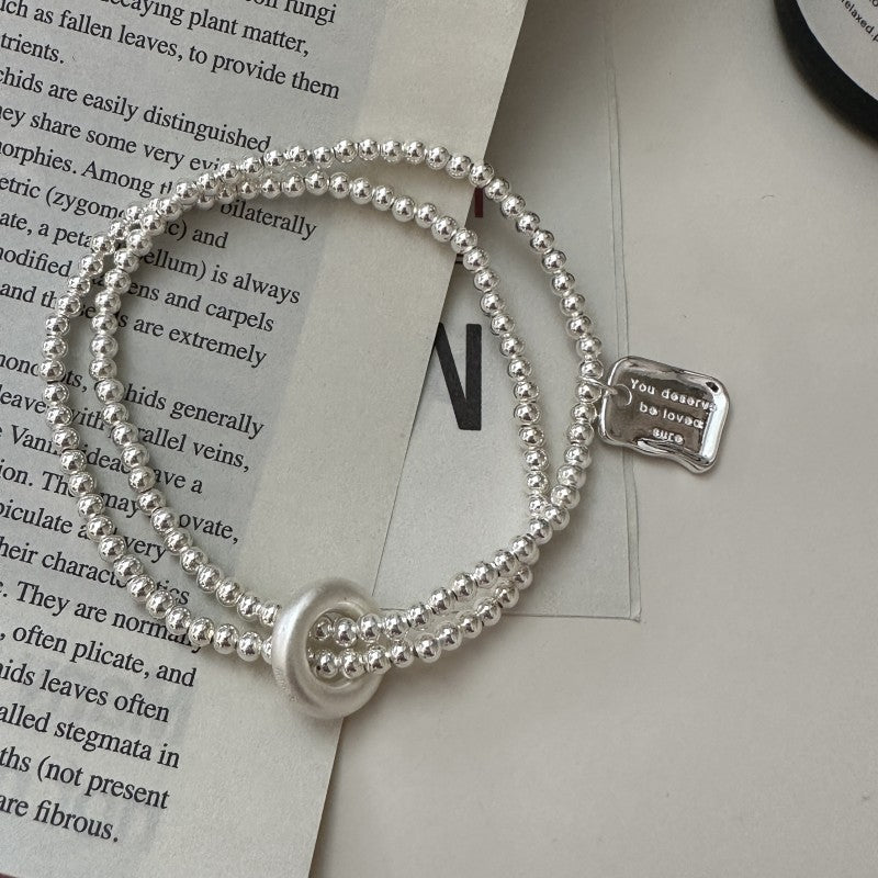 S925 Sterling Silver Letter Bead Stretch Bracelet