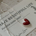 S925 Sterling Silver Red Heart Enamel Necklace