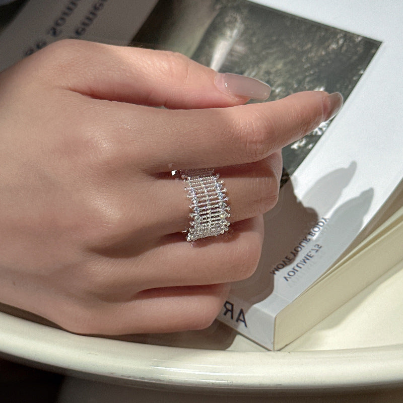 S925 Sterling Silver Lace Pattern Open Ring